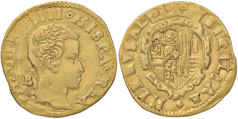 NAPOLI Filippo IV (1621-1665) Scudo d’oro sigla B C - cfr. MIR 237 AU (g 3,29) R...