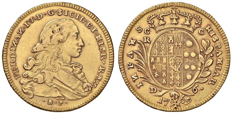NAPOLI Ferdinando IV (1759-1799) 6 Ducati 1769 N rovesciate - MIR 356/2 AU (g 8,...