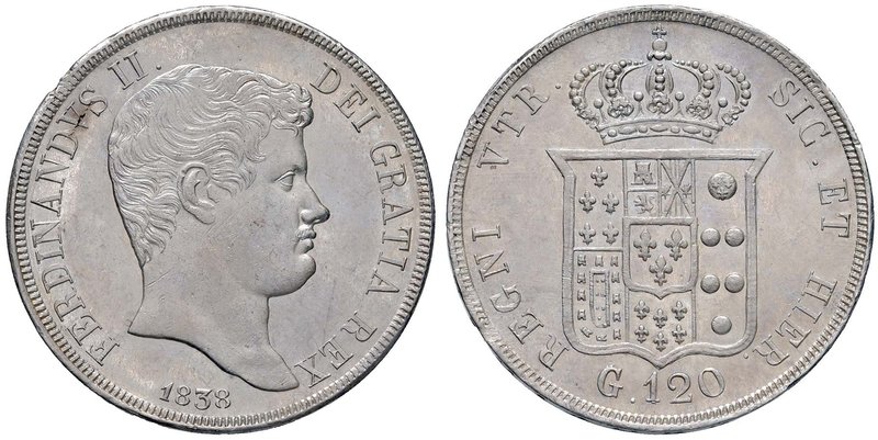 NAPOLI Ferdinando II (1830-1859) Piastra 1838 - Magliocca 544 AG (g 27,56) Segni...