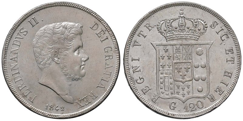 NAPOLI Ferdinando II (1830-1859) Piastra 1842 - Magliocca 550 AG (g 27,57) Segne...