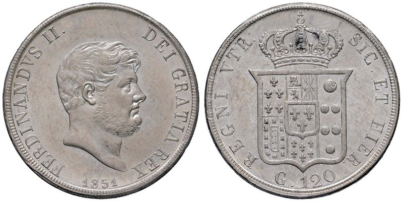 NAPOLI Ferdinando II (1830-1859) Piastra 1851 - Migliocca 561 AG (g 27,58)
qFDC