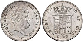 NAPOLI Ferdinando II (1830-1859) Mezza piastra 1857 - Gig. 113 AG (g 13,75) Graffi di conio al D/
SPL+