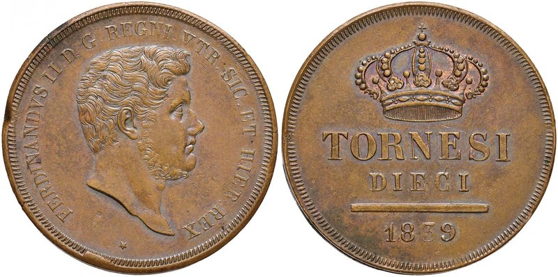 NAPOLI Ferdinando II (1830-1859) 10 Tornesi 1839 - MIR 519 CU (g 30,56) Difetto ...