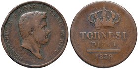 NAPOLI Ferdinando II (1830-1859) 10 Tornesi 1839 - Magliocca 674 CU (g 28,72)
MB