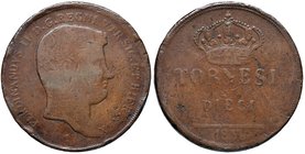 NAPOLI Ferdinando II (1830-1859) 8 Tornesi 1838 - Magliocca 672 CU (g 32,10)
MB