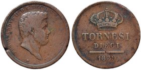 NAPOLI Ferdinando II (1830-1859) 8 Tornesi 1839 - Magliocca 674 CU (g 31,06)
MB