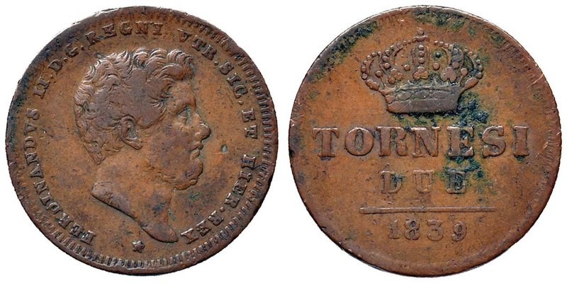 NAPOLI Ferdinando II (1830-1859) 2 Tornesi 1839 - Magliocca 733 CU (g 6,20)
MB+