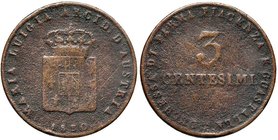 PARMA Maria Luigia (1815-1847) 3 Centesimi 1830 - Gig. 15 CU (g 4,89) RR
MB