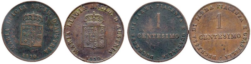 PARMA Maria Luigia (1815-1849) Centesimo 1830 - Gig. 16 CU Lotto di due monete
...