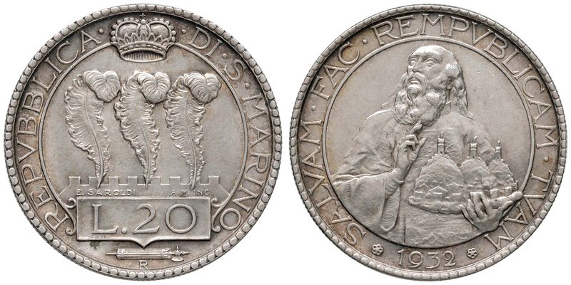 SAN MARINO 20 Lire 1932 - Gig. 3 AG (15,00)
qFDC