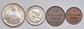 SAN MARINO 5 e 10 Centesimi e 5 e 10 Lire 1936 - CU AG Lotto di quattro monete
SPL-FDC