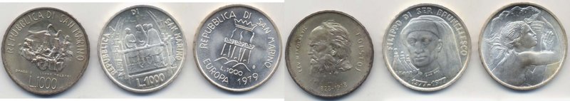 SAN MARINO lotto di tre monete di 1.000 lire in argento
FDC
