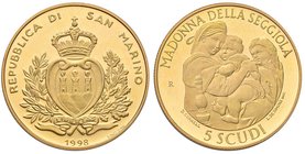 SAN MARINO 5 Scudi 1998 - AU (g 16,99) Senza astuccio
FS