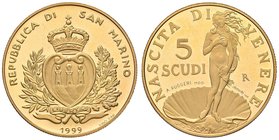 SAN MARINO 5 Scudi 1999 - AU (g 17,03) Senza astuccio
FS