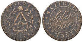 TORINO Repubblica Piemontese (1798-1799) 2 Soldi - Gig. 3a AE (g 10,15) R
MB