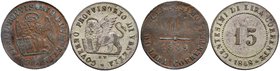 VENEZIA Governo Provvisorio (1848-1849) 15 Centesimi 1848, Centesimo 1849 - MI, CU Lotto di due monete
BB