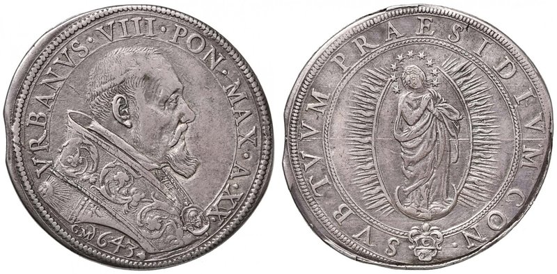 Urbano VIII (1623-1644) Piastra 1643 A. XX - Munt. 31 AG (g 31,85)
BB+