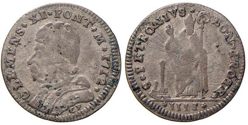 Clemente XI (1700-1721) Bologna - Muraiola da 4 bolognini 1712 - Munt. 190 MI (g...