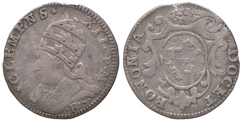 Clemente XII (1730-1740) Bologna - Carlino da 5 bolognini 1736 - Munt. 173 AG (g...