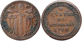 Benedetto XIV (1740-1758) Quattrino 1756 A. XVI - CNI 342 CU (g 2,23)
BB