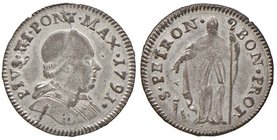 Pio VI (1774-1799) Bologna - Muraiola da 2 bolognini 1791 - Munt. 247f MI (g 1,65)
BB