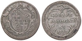 Pio VI (1774-1799) Bologna - Carlino da 5 bolognini 1777 - Munt. 228 AG (g 1,44)
BB