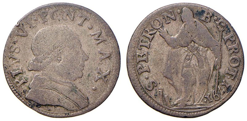 Pio VI (1774-1799) Bologna - Muraiola da 4 bolognini 1791 - Munt. 241 MI (g 3,60...