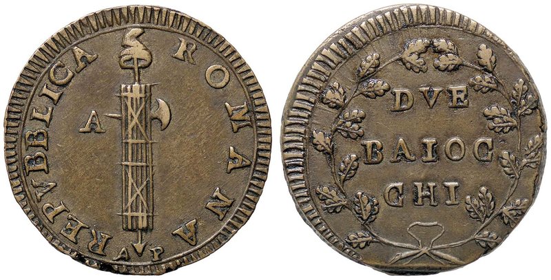 Repubblica romana (1798-1799) Ancona - 2 Baiocchi 1835 - Bruni 4 AE (g 19,36)
B...