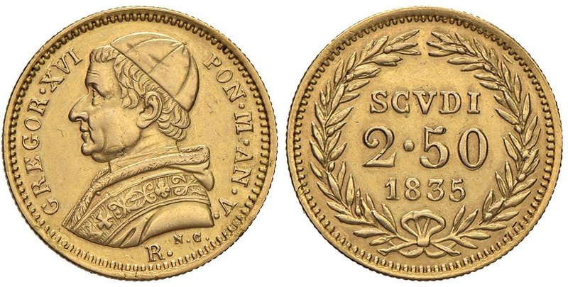 Gregorio XVI (1831-1846) 2,50 Scudi 1835 A. V - Nomisma 168 AU (g 4,34) Minimi g...