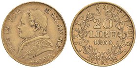 Pio IX (1846-1870) 20 Lire 1866 A. XXI - Nomisma 626 AU (g 6,45)
BB