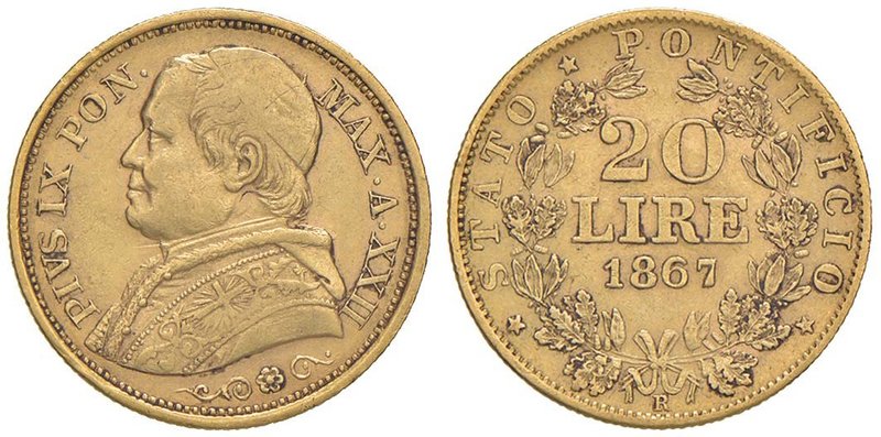 Pio IX (1846-1870) 20 Lire 1867 A. XXII - Nomisma 628 AU (g 6,42)
qBB