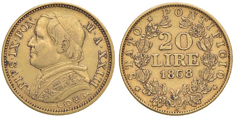 Pio IX (1846-1870) 20 Lire 1868 A. XXIII - Nomisma 630 AU (g 6,44)
qBB
