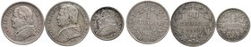 Pio IX (1846-1870) Lotto di tre monete in argento
BB