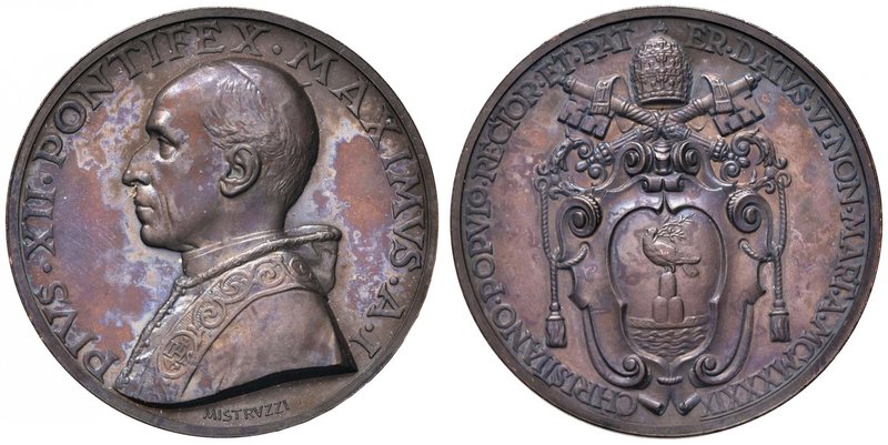 Pio XII (1939-1958) Medaglia A. III - Opus: Mistruzzi - AE (g 36,18) Colore non ...