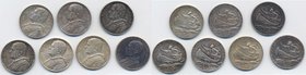 VATICANO lotto di sette monete di 5 lire in argento, date diverse
SPL-FDC