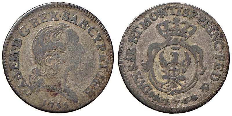 Carlo Emanuele III (1730-1773) 7,6 Soldi 1755 - Nomisma 199 MI (g 4,69)
qBB