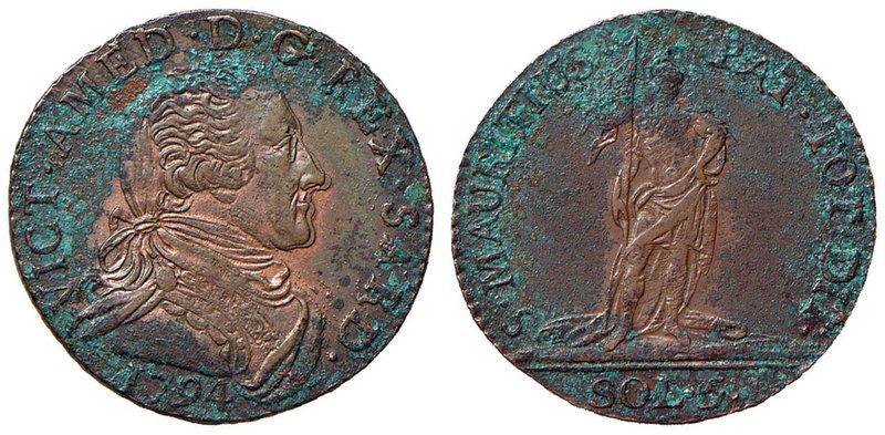 Vittorio Amedeo III (1773-1796) 5 Soldi 1794 - Nomisma 381 CU (g 5,56) Ossidazio...