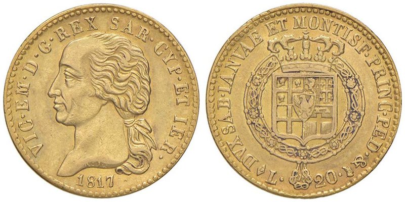 Vittorio Emanuele I (1814-1821) 20 Lire 1817 7 ribattuto su 6 - Nomisma 509 AU R...