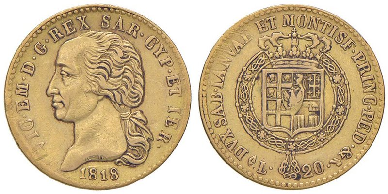Vittorio Emanuele I (1814-1821) 20 Lire 1818 - Nomisma 510; Pag. 6 AU R Modesti ...