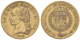 Vittorio Emanuele I (1814-1821) 20 Lire 1818 - Nomisma 510; Pag. 6 AU R Modesti depositi
BB