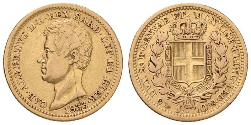 Carlo Alberto (1831-1849) 10 Lire 1833 G - Nomisma 667 AU RR Graffio sul collo a...