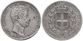 Carlo Alberto (1831-1849) 5 lire 1833 G - Nomisma 679 AG Macchie al D, graffietti diffusi
MB