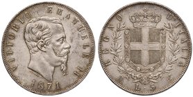Vittorio Emanuele II (1861-1878) 5 Lire 1871 M - Nomisma 889 AG Minimi colpetti al bordo
FDC