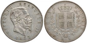 Vittorio Emanuele II (1861-1878) 5 Lire 1873 R - Nomisma 895; Pag. 497 AG RRR Graffietti e minimi colpetti al bordo
qSPL