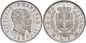 Vittorio Emanuele II (1861-1878) Lira 1867 M - Nomisma 915 AG In slab privata da Numismatica Cremonese. Fondi speculari
FDC