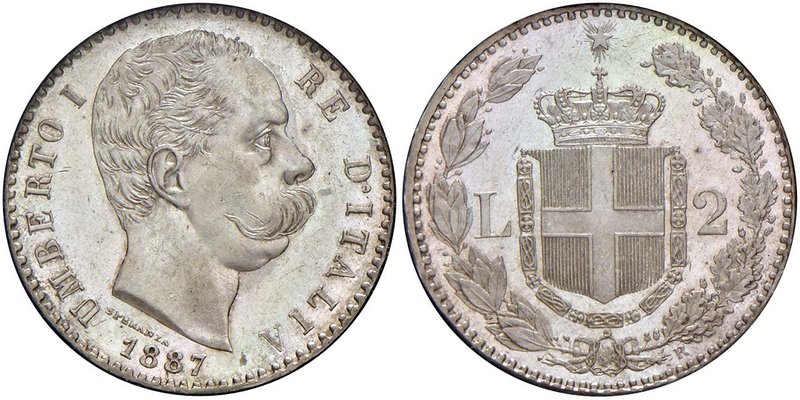 Umberto I (1878-1900) 2 Lire 1887 - Nomisma 1000 AG In slab privato di Numismati...