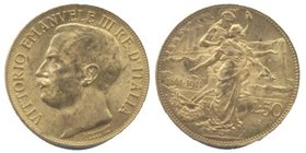 Vittorio Emanuele III (1900-1946) 50 Lire 1911 - Nomisma 1066 AU R Minimi graffietti diffusi
BB+/SPL