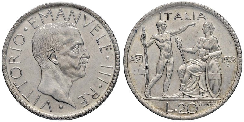 Vittorio Emanuele III (1900-1946) 20 Lire 1928 - Nomisma 1085 AG Sigillato con s...