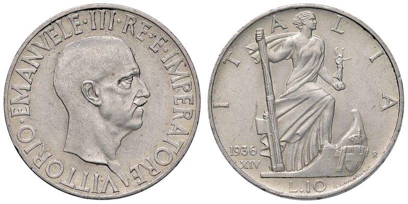 Vittorio Emanuele III (1900-1946) 10 Lire 1936 - Nomisma 1121 AG Minimi colpetti...