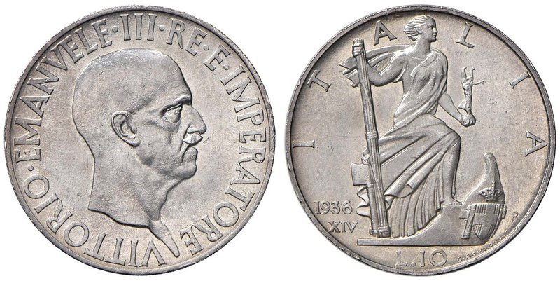 Vittorio Emanuele III (1900-1946) 10 Lire 1936 - Nomisma 1121; Pag. 700 AG
qFDC